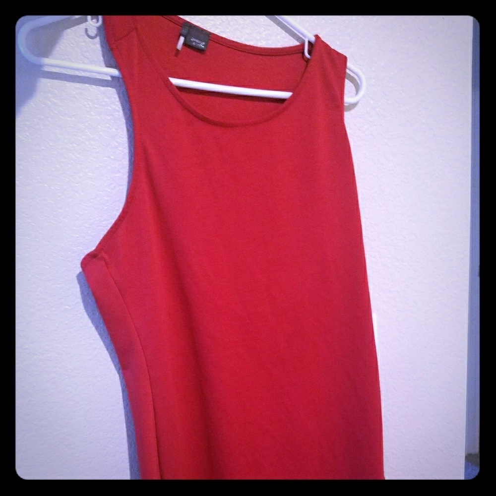 Red open back dress